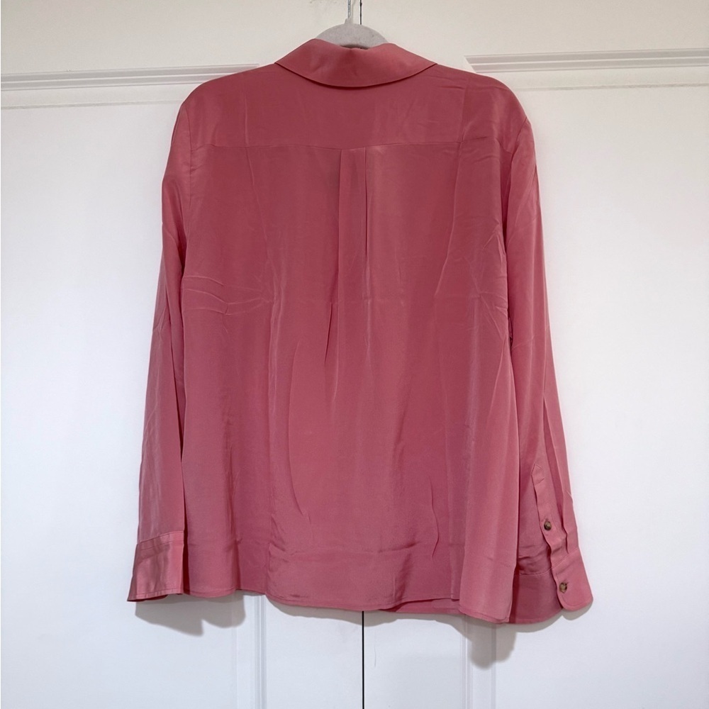 J. Crew Pink/Rose Silk Popover Blouse with Pockets NWT 💯% Silk - Picture 3 of 5